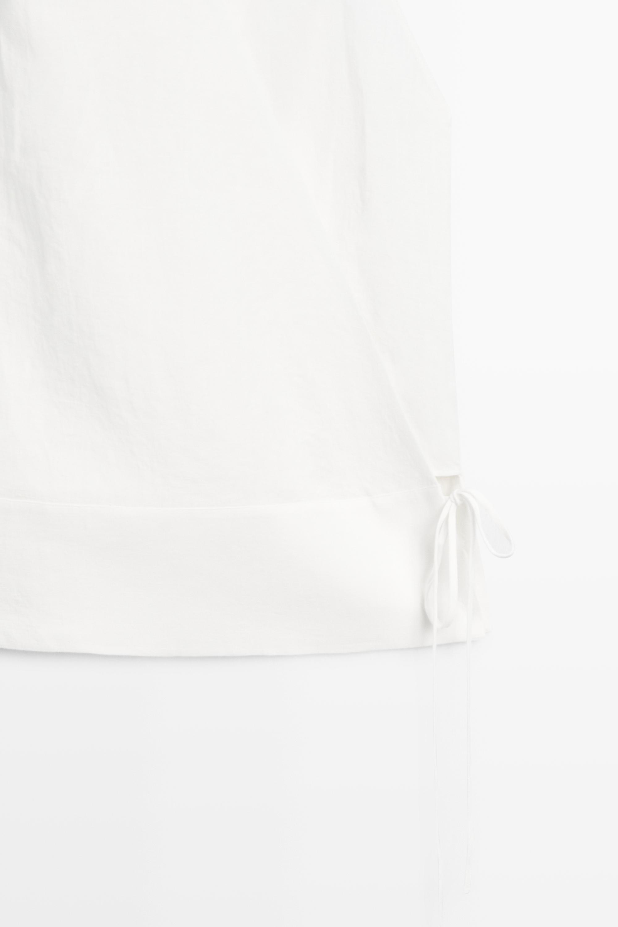 100% linen surplice top with corset belt detail